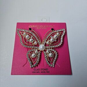 New Christian Siriano Crystal Butterfly Pin Crystal Glass Stones